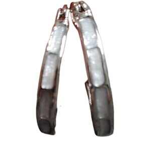 Silvertone Hoop Earrings White Enamel